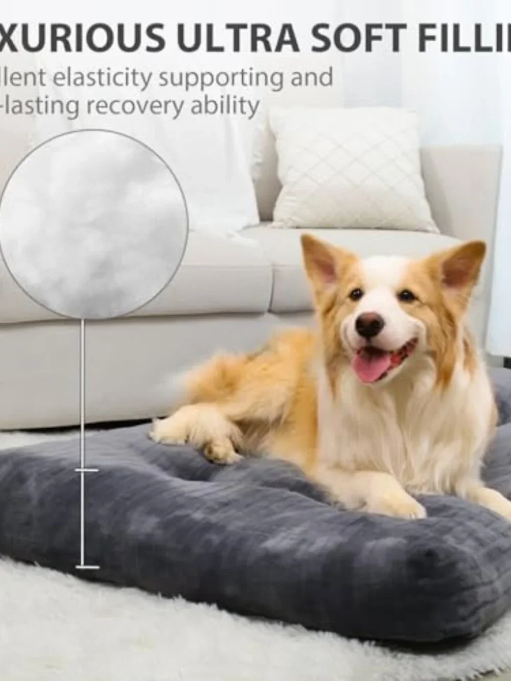 New Dog Crate Bed Washable Dog Beds for Large Dogs Deluxe Thick Flannel Fluffy